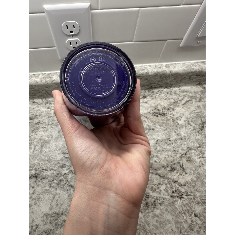 Starbucks Halloween Eyes in the Dark Purple Cold Cup Tumbler 24oz 2022 w/ Straw - Picture 4 of 5